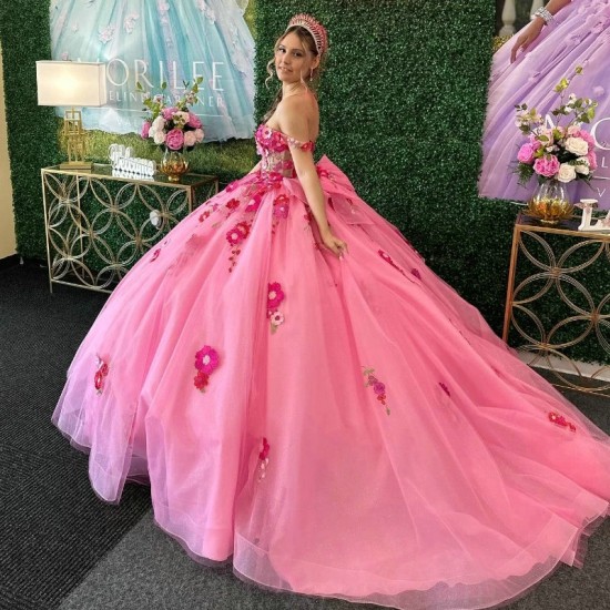 Sweetheart Pink Ball Gown Quinceanera Dresses For Girls Applique Flower Birthday Party Gowns Lace Up Back Graduation Prom Dress