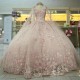 Sweetheart Pink Princess Ball Gown Quinceanera Dress With Cape Beaded Appliques 3DFlower Tull Party Gowns Vestidos De 15 Anos